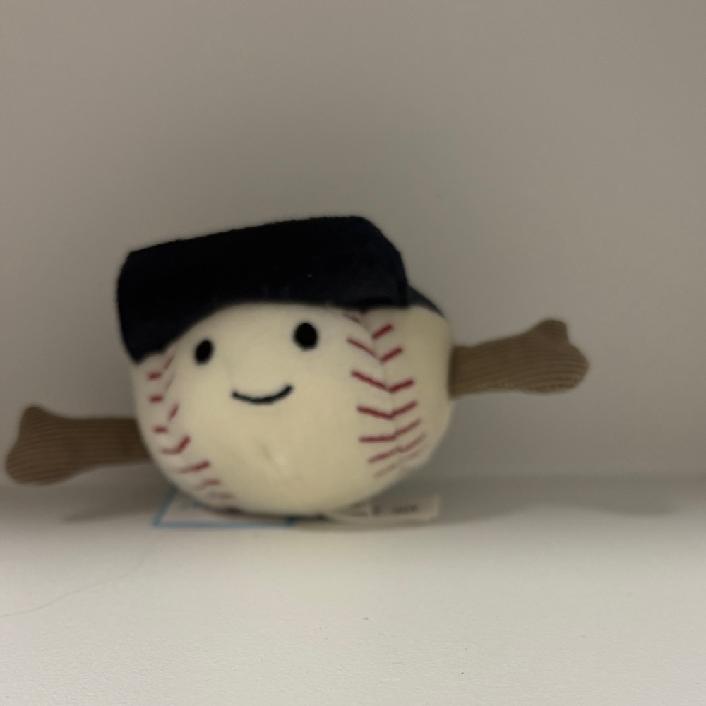 Jellycat keychain Plush Baseball Toy with Navy Cap and Brown Arms
